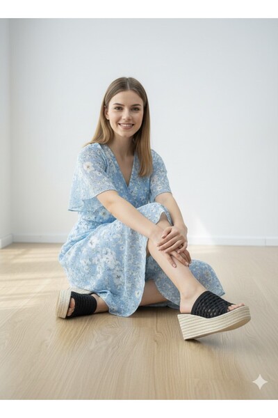 HKM shoes New Season Women's Daily 7 cm High Wedge Heel Poly Sole Knitted Tri...