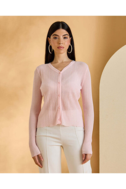 REDTAG Women Pink Sweater Cardigan