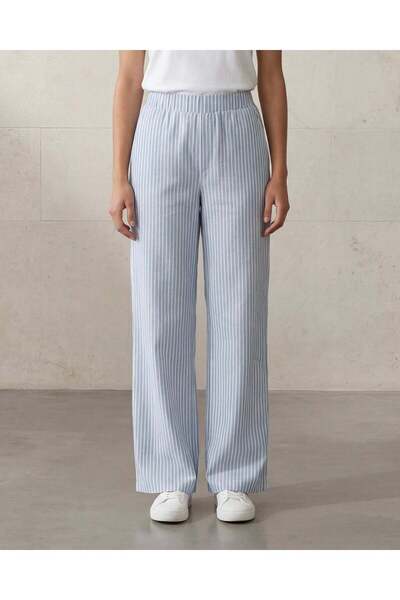 REDTAG Women Blue Striped Trousers