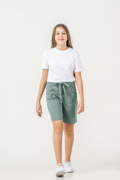 Mışıl Kids Pantaloni scurți pentru fete cu broderie Dreams și panglică cu fundă