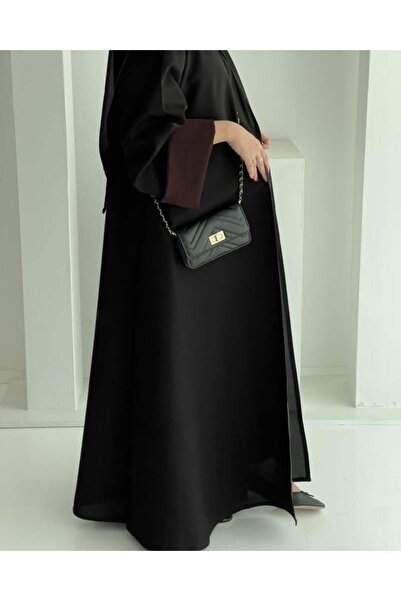 Lamsa Faten Abaya - Lamar Abaya, jet black - half-flared cut - extremely eleg...