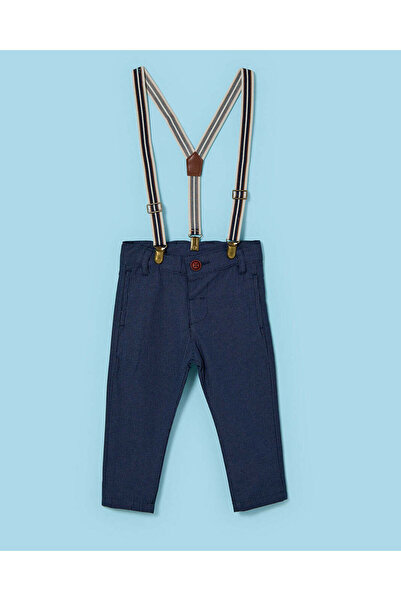 REDTAG بنطلون أطفال أولاد أزرق داكن سادة مع حمالات