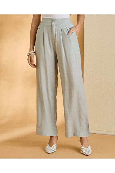 REDTAG Women Blue Wide Legs Trousers