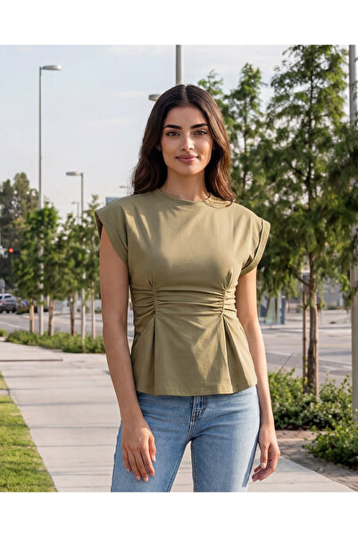 REDTAG Women Olive Jersey Top
