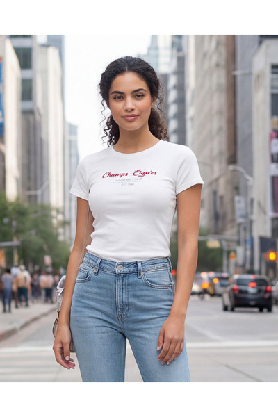 REDTAG Women White Placement Print T-Shirt