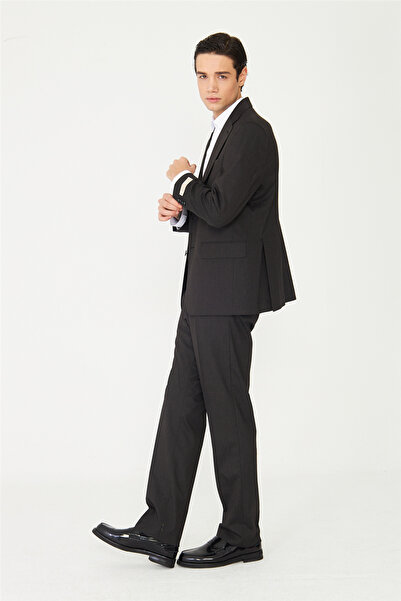 White Stone Dark Brown Classic Cut Suits with Light Texture