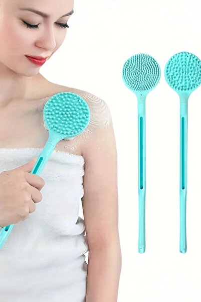 TİNEKE فرشاة استحمام من السيليكون ذات مقبض طويل على الوجهين - فرشاة استحمام ف...