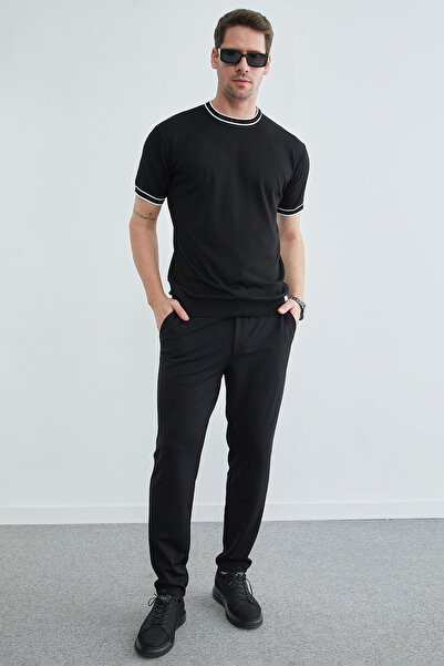 Fulla Moda Tie-Waist Waffle Fabric Trousers