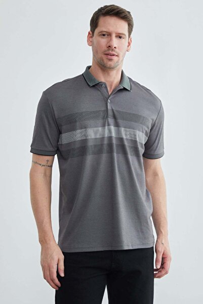 Fulla Moda Striped Buttoned Polo Collar T-Shirt