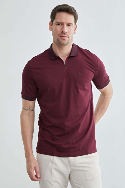 Fulla Moda Μπλουζάκι με μισό φερμουάρ και λαιμόκοψη πόλο