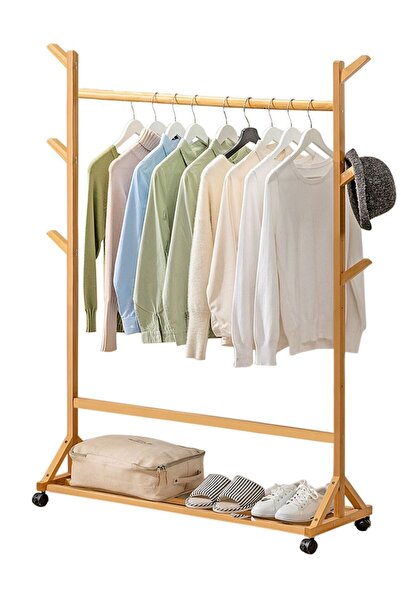 MTL منظم وحامل ملابس، حامل ملابس، رف ملابس من بامبو