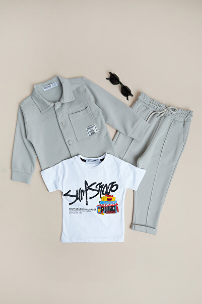 Fulla Moda 100% bumbac, cu imprimeu text, set din 3 piese pentru băieți