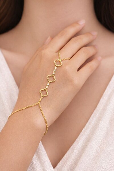 ZEMPERİ Women's Clover Detailed Thin Chain Şahmeran