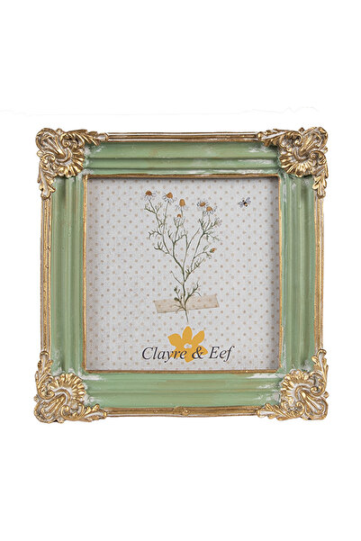 Clayre & Eef Green and Gold Photo Frame for Table or Wall