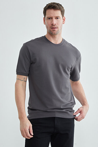 Fulla Moda تي شيرت بيسك بيتك من القماش ذو ياقة دائرية