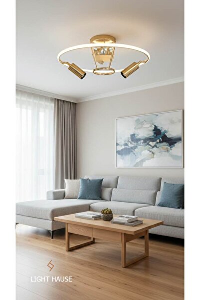 LİGHT HOUSE 2'li Ayarlanabilir Spotlu Led Altın Avize