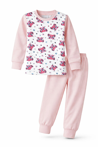 REMSA طقم بيجامة بناتي قطنية منقوشة 6068-24 Pudra01