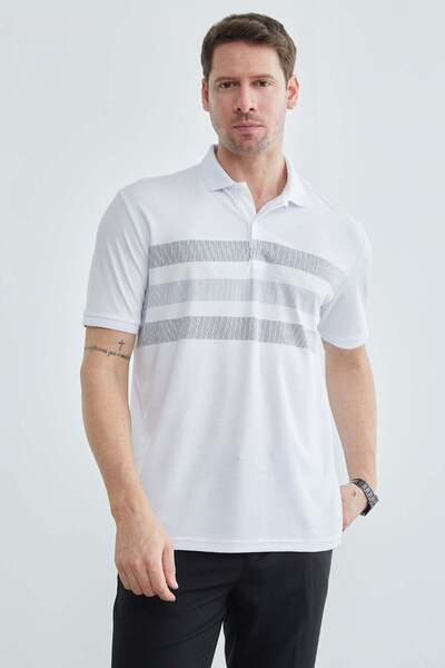 Fulla Moda Μπλουζάκι πόλο με ρίγες και κουμπιά