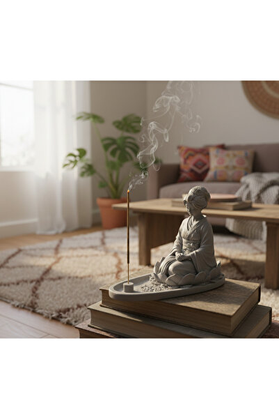 Eksen3Boyut Geisha Figürlü Tütsülük - Dekoratif Çubuk Tütsü Standı - 1 Adet 2...