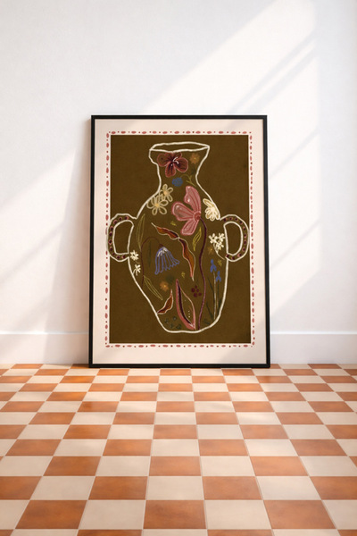 artera casa Anadolu Esintisi – Bohem Çiçekli Vazo Duvar Posteri