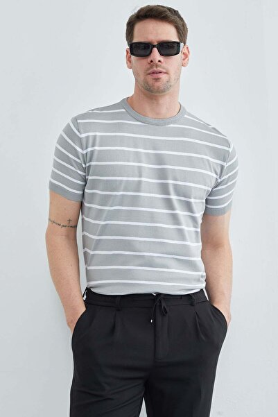 Fulla Moda تي شيرت تريكو مخطط بياقة دائرية