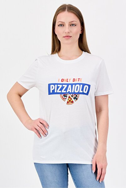 Undiz Women Crew Neck Short Sleeve Graphic Print T-shirt, White