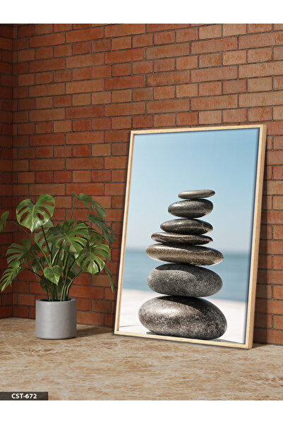 Evinemoda Камъчета Единична картина с дървена рамка