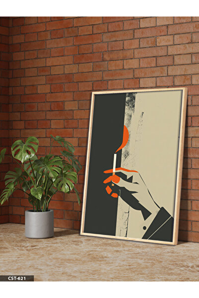 Evinemoda Cigarette in Hand One-Piece Wooden Framed Painting