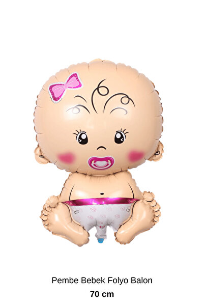 Bunloon Bebek Figürlü Pembe Folyo Balon 70 Cm Baby Shower Doğum Günü Parti Sü...