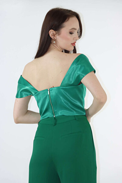 2TRENDY Green satin top
