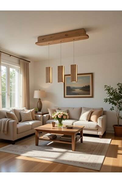 Tahta Kurdu Lightning Ahşap Led Avize