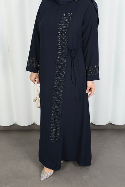 HNT Hayrunnisa Tesettür Büyük Beden Zarif Taş İşlemeli Kuşak Detaylı Anne Elb...