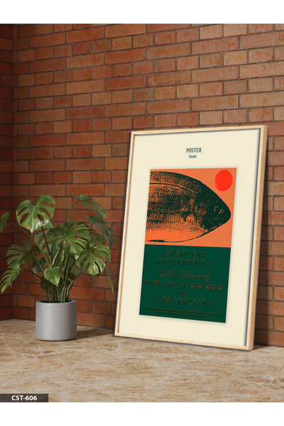 Evinemoda Poster sa sušijem, jednodijelna slika u drvenom okviru