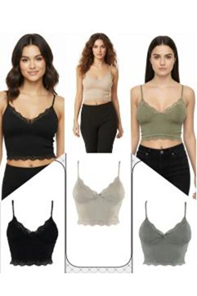 lusi store Crop Suit with Straps, Lace and Padded Bustier Bralette, 95% Cotton