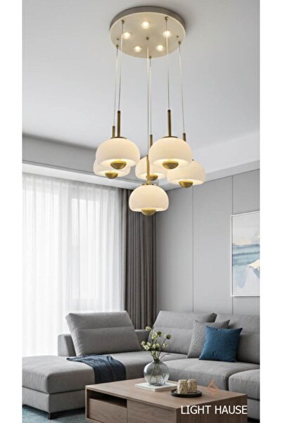LİGHT HOUSE 5'li Tepsi Model Modern Salon Avizesi