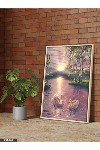 Evinemoda Jednodijelna slika u drvenom okviru "Labuđe jezero"