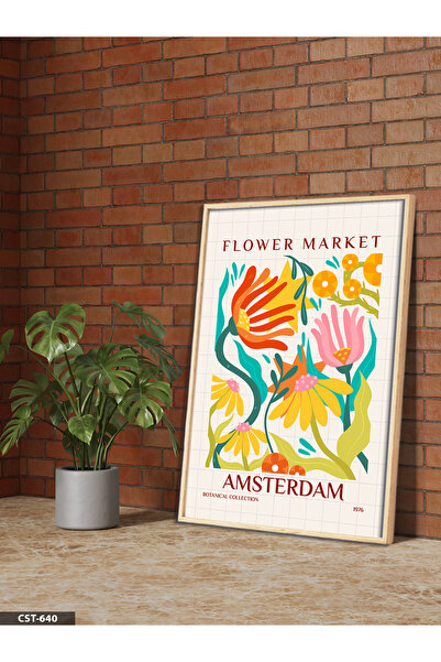 Evinemoda Amsterdamska slika cveća u jednom komadu sa drvenim okvirom