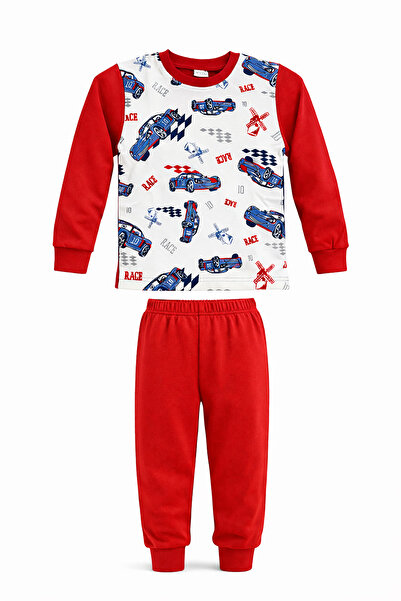 REMSA Boy's Cotton Patterned Pajama Set 6068-13 Red