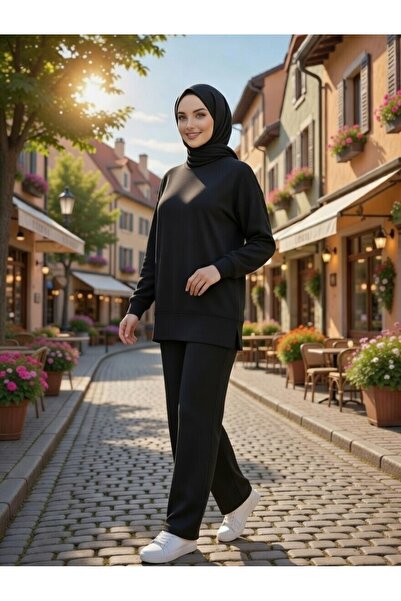 Elit Îmbrăcăminte hijab pentru femei, tunică cu decolteu tip crew, cu șliț la...