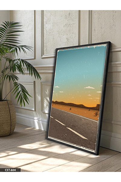 Evinemoda Vintage Sunset Poster One Piece Black Wooden Framed Painting