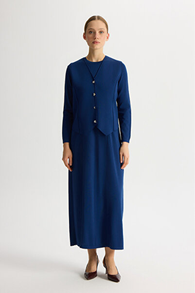 MISS DALIDA Düz Renk Rahat Kalıp Elbise Navy