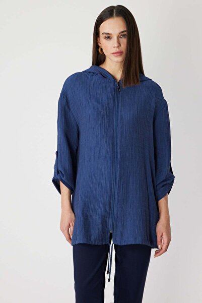 ON Kendinden Desenli Kapüşonlu Hırka