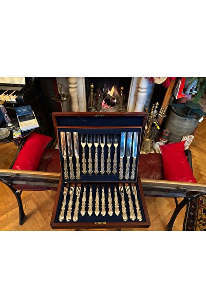 tayfuntufan antika koleksiyon 24 pieces silver handled serving knives and for...