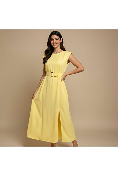 SERA Sun-Kissed Yellow Crepe Maxi Gown