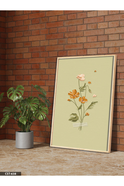 Evinemoda Jednostavna slika sa drvenim okvirom, jedan komad, s motivom cveća