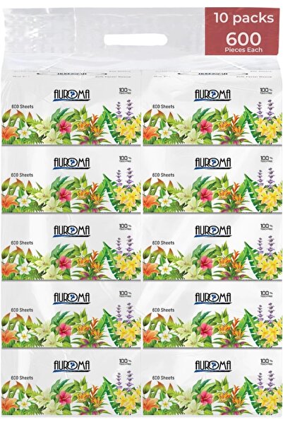AUROMA Facial Tissue Boxes 2 Ply 600 Sheets Each (Pack of 10)