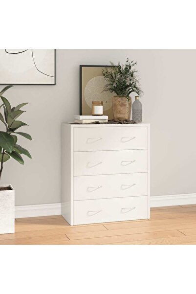 Concept Servantă cu 4 sertare, alb extralucios, 60x30,5x71 cm