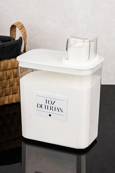 dnshome 2200 ml Toz Deterjan Saklama Kabı Kendinden Ölçekli Etiketli Saklama ...