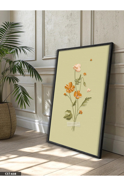 Evinemoda Jednostavna slika sa crnim drvenim okvirom, jedan komad, sa cvećem