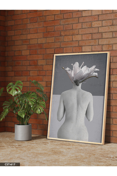 Evinemoda Colaj portret floral, tablou într-o singură piesă, înrămat în lemn